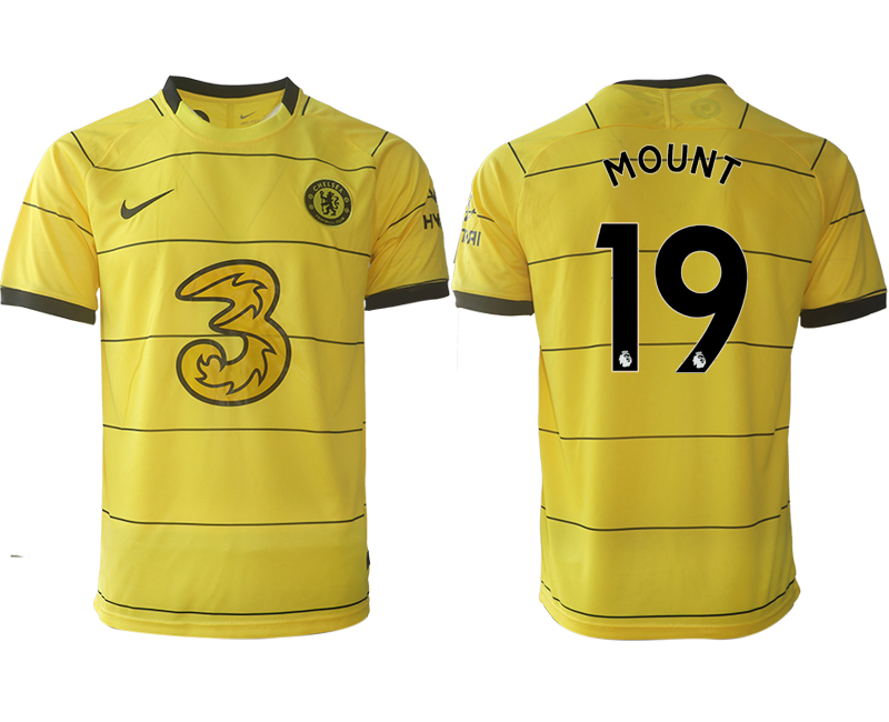 Men 2021-2022 Club Chelsea away aaa version yellow #19 Soccer Jersey->chelsea jersey->Soccer Club Jersey